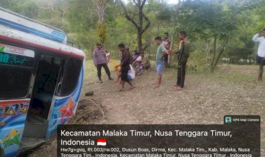 Sigap-di-Lokasi,-Personel-Polres-Malaka-Amankan-Kecelakaan-Tunggal-di-Malaka-Timur
