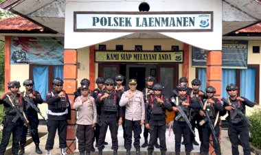 Sinergi-Brimob-dan-Polsek-Laenmanen-Perkuat-Patroli-Perbatasan,-Wujudkan-Wilayah-Aman-dan-Kondusif