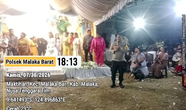 Kapolsek-Malaka-Barat-Hadir-di-Tengah-Masyarakat,-Pastikan-Pesta-Pernikahan-Berlangsung-Aman-dan-Penuh-Kebersamaan