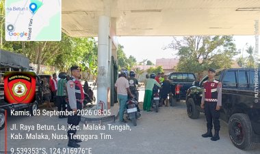 Satgas-Penertiban-BBM-Malaka-Pastikan-Antrean-SPBU-Lebarai-Tertib,-Lancar-dan-Kondusif