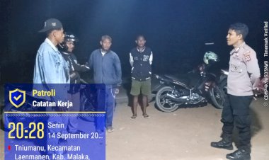 Tak-Menunggu-Gangguan,-Polsek-Laenmanen-Aktif-Pantau-Kamtibmas-di-Malam-Hari