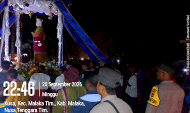Polsek-Malaka-Timur-Kawal-Prosesi-Perarakan-Patung-Ina-Maria-Na’i-Feto,-Kegiatan-Keagamaan-Berjalan-Aman-dan-Lancar