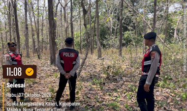 Tak-Hanya-Jaga-Kamtibmas,-Samapta-Polres-Malaka-Pantau-Hutan-Kateri-Antisipasi-Titik-Api
