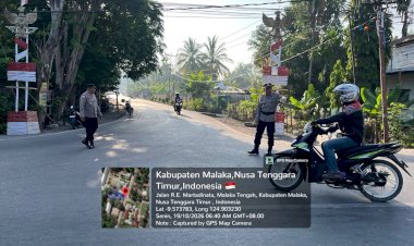 Polres-Malaka-Hadir-di-Pertigaan-Umakatahan,-Strong-Point-Pagi-Dukung-Aktivitas-Masyarakat-yang-Aman-dan-Lancar