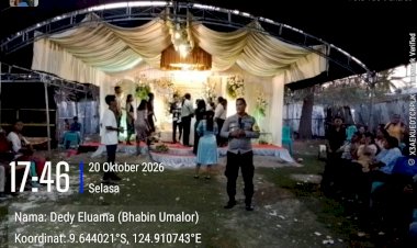 Polsek-Malaka-Barat-Hadir-di-Tengah-Sukacita-Warga,-Ajak-Generasi-Muda-Jaga-Pesta-Pernikahan-Tetap-Kondusif