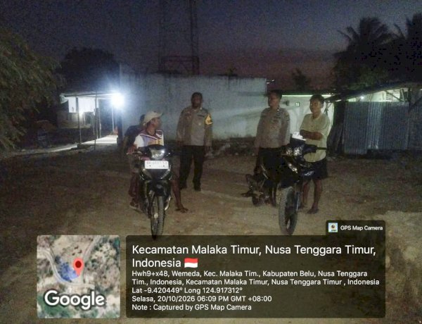 Patroli Malam Polsek Malaka Timur, Polisi Sambangi Warga dan Ajak Pemuda Jaga Lingkungan Tetap Kondusif
