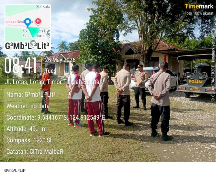 Kapolsek Malaka Barat Tekankan Disiplin dan Patroli Preventif Saat Apel Pagi Personel