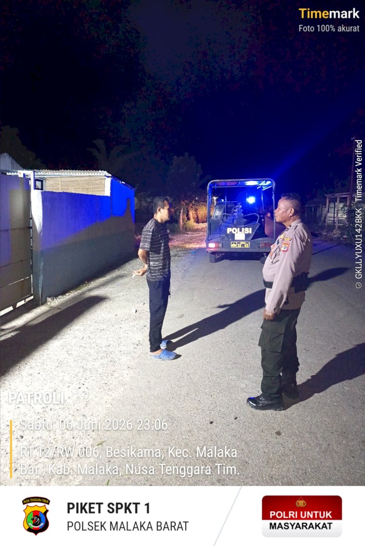 Patroli Dialogis Polsek Malaka Barat Jaga Kondusivitas Wilayah hingga Larut Malam