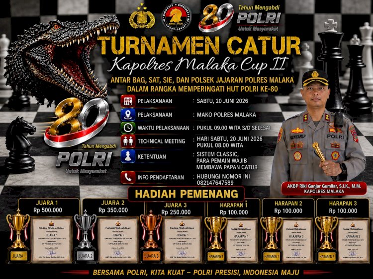 Semarak HUT Bhayangkara ke-80, Polres Malaka Gelar Turnamen Catur Kapolres Malaka Cup II