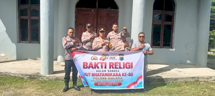 Sambut HUT Bhayangkara ke-80, Polsek Malaka Barat Gelar Bakti Religi di GMIT Maktihan