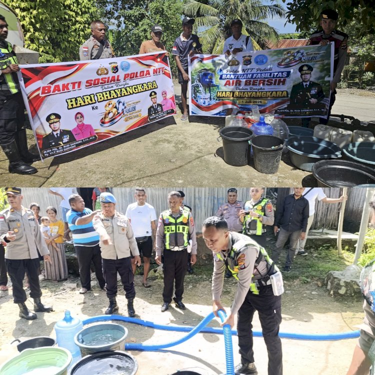 Sambut HUT Bhayangkara ke-80, Polres Malaka Salurkan Bantuan Air Bersih untuk Warga Terdampak Kemarau di Desa Litamali