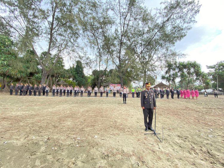 Tabur Bunga di Pantai Loodik, Polres Malaka Kenang Jasa Pahlawan dan Teguhkan Semangat Pengabdian pada HUT Bhayangkara ke-80