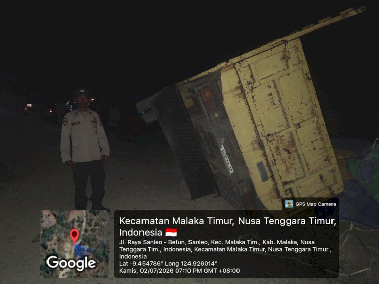 Polsek Malaka Timur pastikan penanganan cepat kecelakaan tunggal berjalan aman dan kondusif