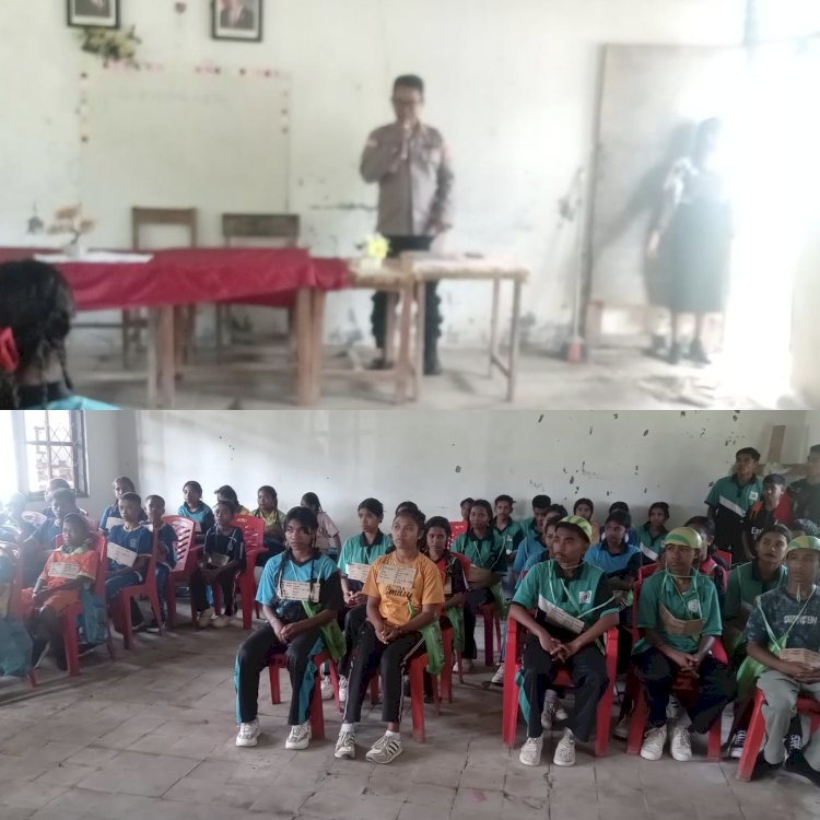 Tanamkan Literasi Digital Sejak Dini, Kapolsek Wewiku Berikan Edukasi Etika Bermedia Sosial kepada Siswa Baru