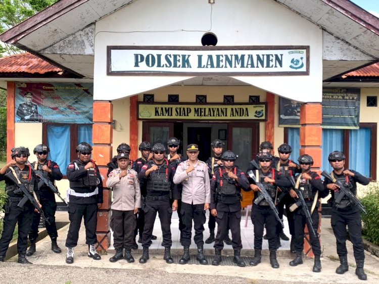Sinergi Brimob dan Polsek Laenmanen Perkuat Patroli Perbatasan, Wujudkan Wilayah Aman dan Kondusif