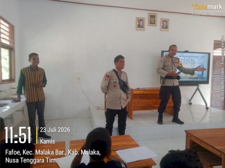 Tanamkan Karakter dan Kesadaran Hukum Sejak Dini, Polsek Malaka Barat Jadi Narasumber MPLS di SMPN 1 Katara