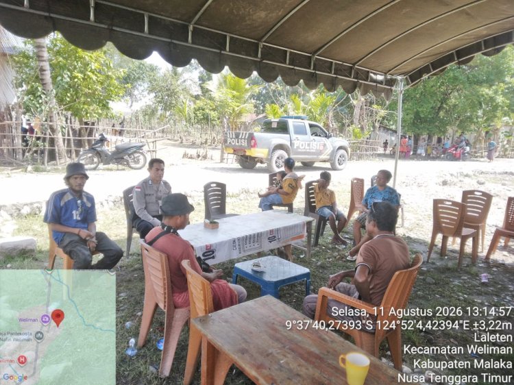 Siang Hari Tetap Hadir, Polsek Weliman Gelar Patroli Dialogis Jaga Keamanan Warga