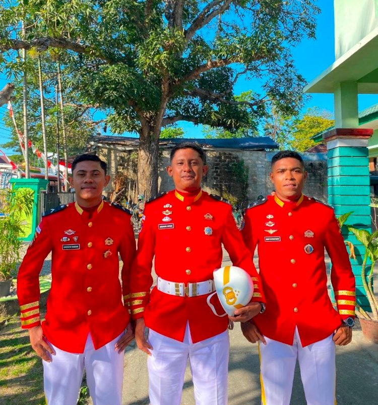 Dedikasi untuk Merah Putih, Tiga Personel Polres Malaka Kawal Upacara HUT ke-81 Kemerdekaan RI