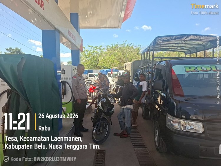 Polsek Laenmanen Pastikan Penyaluran BBM di APMS Nurobo Berjalan Aman dan Tertib