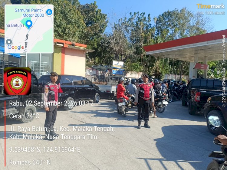 Satgas Penertiban BBM Malaka Tertibkan Antrean di SPBU Lebarai, Pastikan Pelayanan Masyarakat Berjalan Aman
