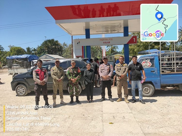 Polsek Kobalima Bersama TNI dan Pemda Kawal Penyaluran BBM di SPBU Motamasin