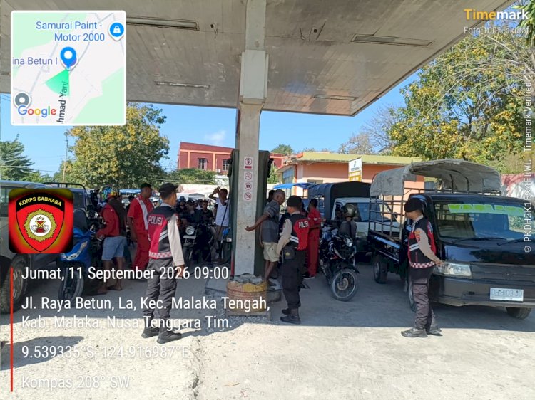 Jaga Kelancaran SPBU dan Keselamatan Warga, Sat Samapta Polres Malaka Intensifkan Patroli Kota