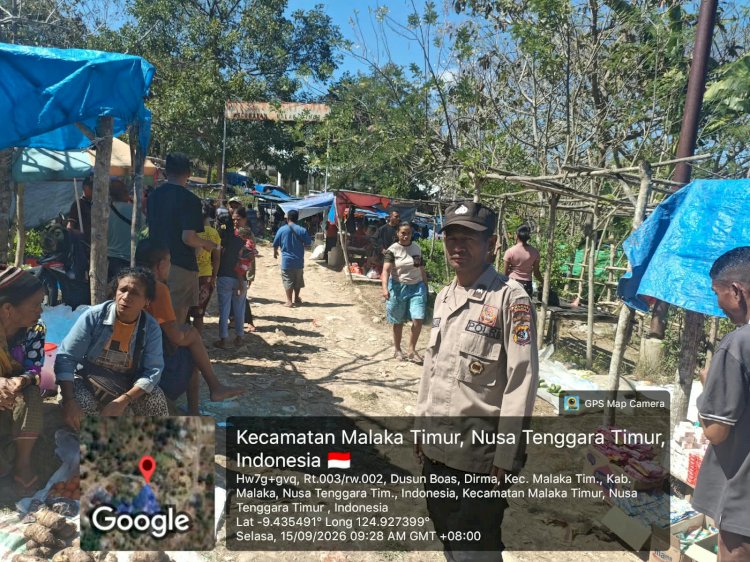 Polsek Malaka Timur Hadir di Pasar Rakyat Boas, Ajak Pedagang dan Warga Jaga Kamtibmas