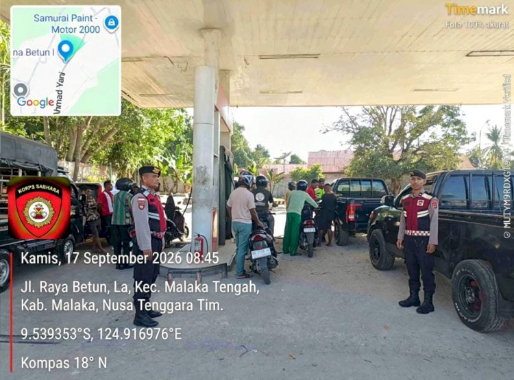 Polisi Hadir di SPBU dan Ruang Publik, Samapta Polres Malaka Jaga Keamanan Sekaligus Keselamatan Warga