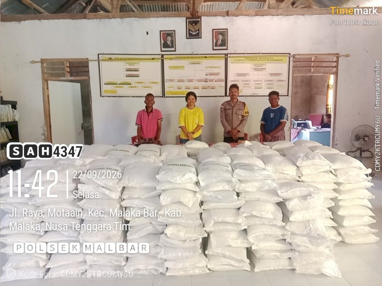 Polsek Malaka Barat Kawal Penyaluran Beras Bulog, Pastikan Pembagian Berjalan Aman dan Tertib