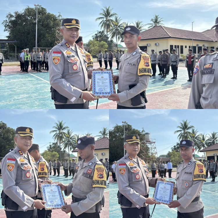 Apel Pagi Polres Malaka, Kapolres Berikan Penghargaan kepada Tiga Bhabinkamtibmas