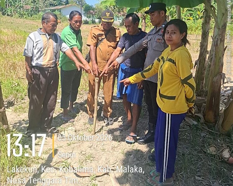 Bhabinkamtibmas Polsek Kobalima Fasilitasi Mediasi Batas Tanah, Kedua Pihak Sepakat Berdamai