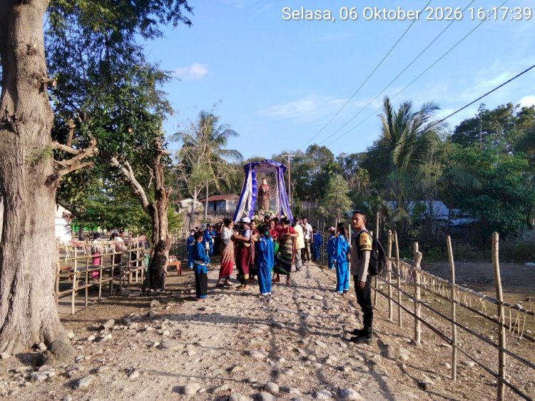 Polsek Sasitamean Kawal Patung Ina Maria Na’i Feto, Pastikan Rangkaian Kegiatan Keagamaan Berjalan Aman dan Lancar
