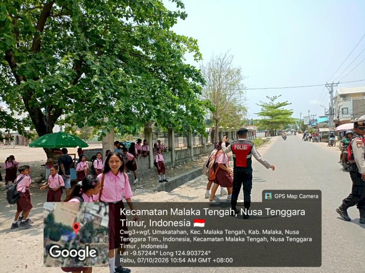Jaga Keamanan Pelajar dan Pengguna Jalan, Samapta Polres Malaka Intensifkan Patroli di Kawasan Sekolah