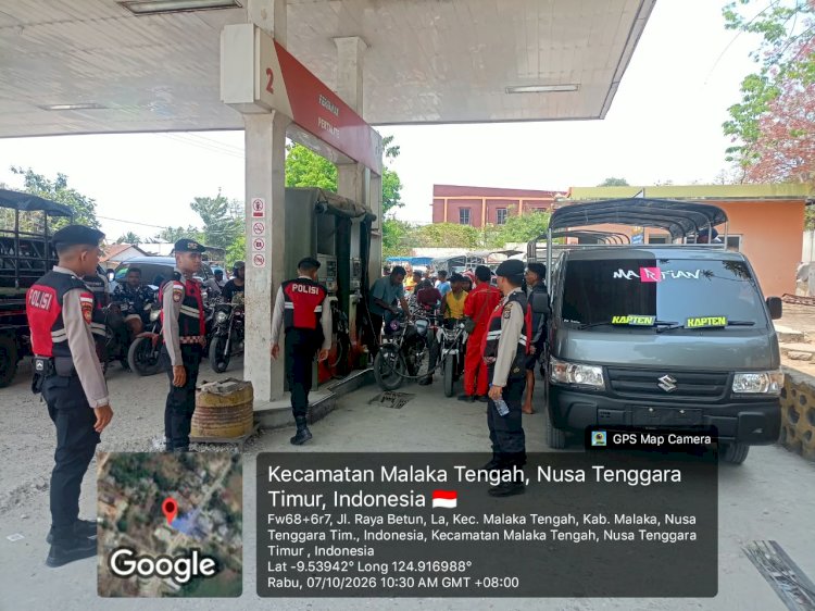 Pastikan Pelayanan BBM dan Arus Lalu Lintas Tetap Lancar, Samapta Polres Malaka Patroli di SPBU