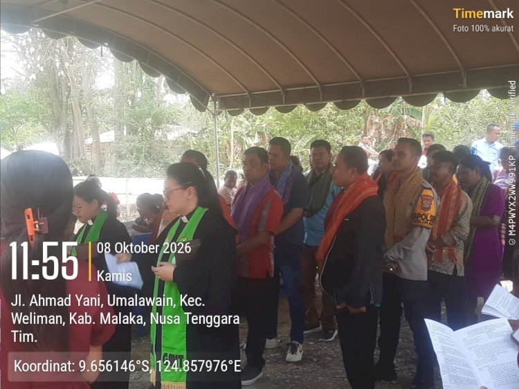 Polsek Weliman Pastikan Serah Terima Ketua Majelis Jemaat Bermata Besitaek Berjalan Aman dan Kondusif