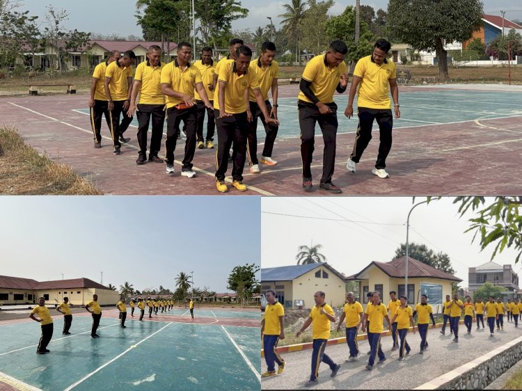 Jaga Kebugaran dan Lestarikan Budaya Lokal, Wakapolres Malaka Pimpin Jalan Sehat, Senam, dan Tarian Jai Bersama Personel