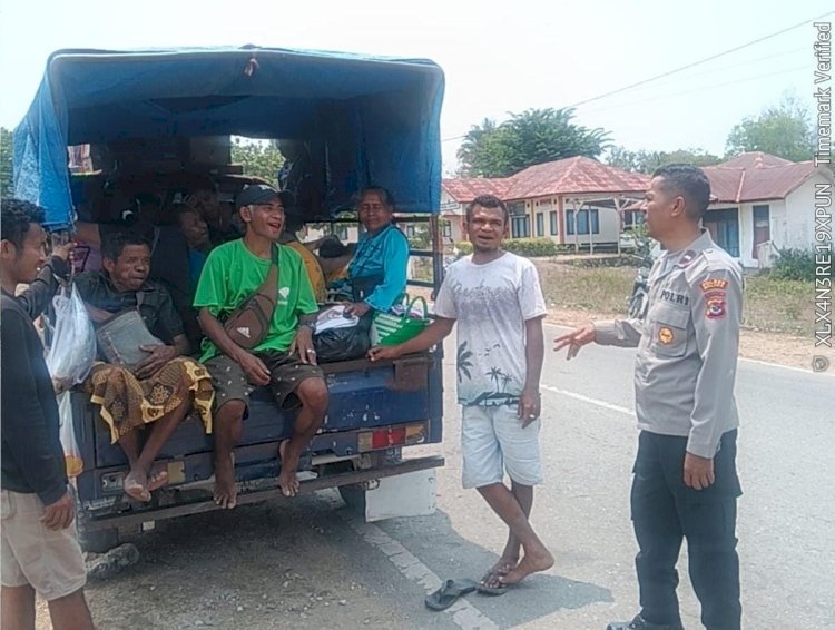 Patroli Kamtibmas di Desa Uabau, Polsek Laenmanen Ajak Masyarakat Cegah Gangguan Keamanan