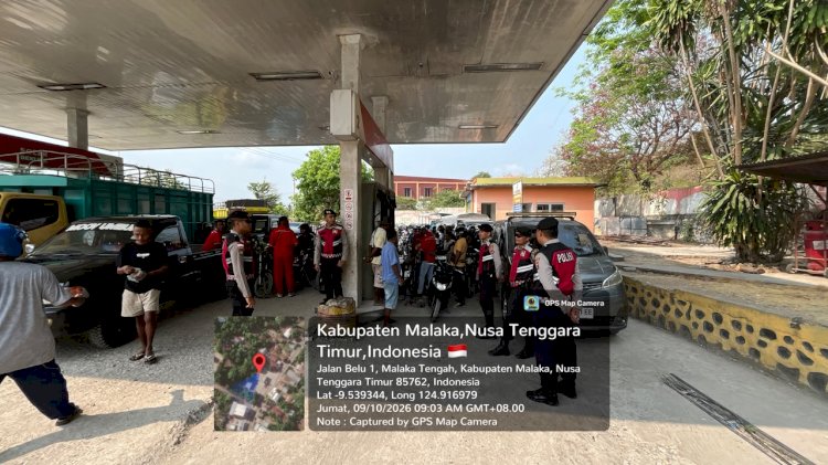 Sat Samapta Polres Malaka Hadir di SPBU Laran, Jaga Kelancaran Pelayanan BBM dan Ketertiban Lalu Lintas