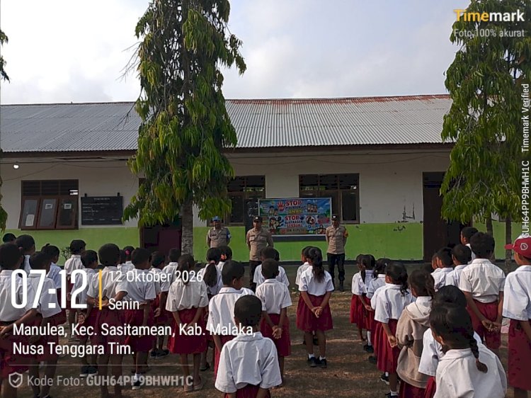 Polsek Sasitamean Edukasi Siswa SDK Kaputu tentang Disiplin, Bahaya Narkoba, dan Keamanan Digital