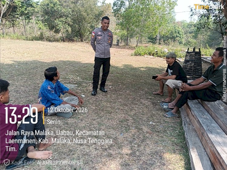 Patroli Kamtibmas di Laenmanen, Polres Malaka Ajak Warga Cegah Gangguan Keamanan Sejak Dini