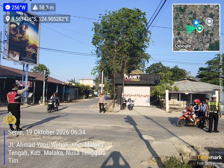 Polres Malaka Hadir Sejak Pagi, Strong Point Dukung Kelancaran Aktivitas dan Keselamatan Pengguna Jalan