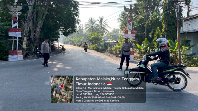 Polres Malaka Hadir di Pertigaan Umakatahan, Strong Point Pagi Dukung Aktivitas Masyarakat yang Aman dan Lancar