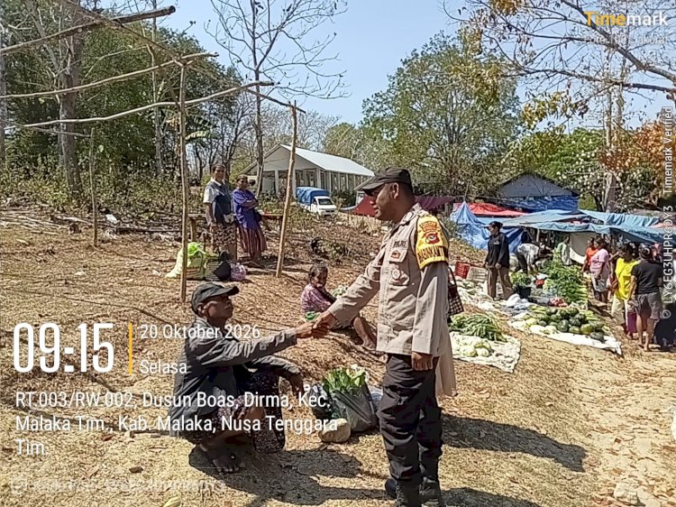 Polsek Malaka Timur Hadir di Pasar Boas, Ajak Warga Ciptakan Aktivitas Pasar yang Aman dan Tertib