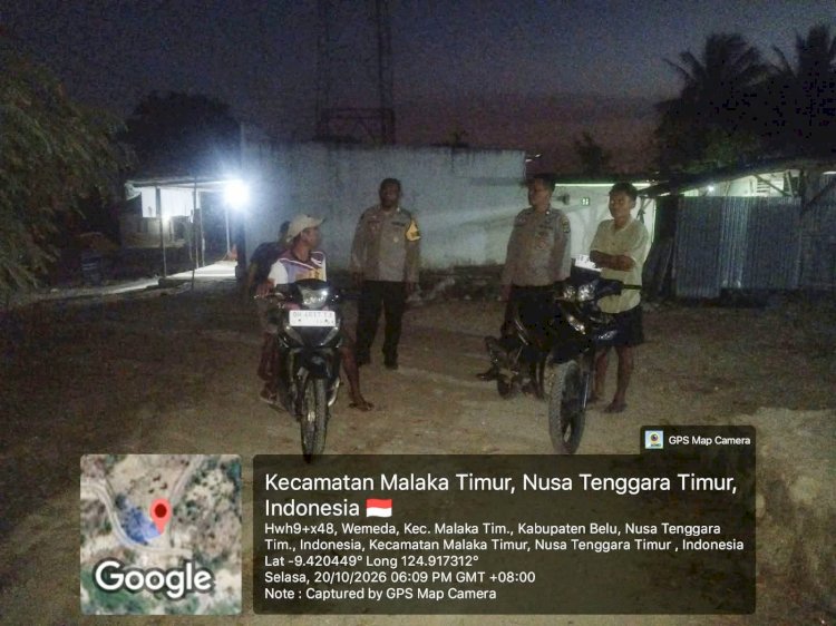 Patroli Malam Polsek Malaka Timur, Polisi Sambangi Warga dan Ajak Pemuda Jaga Lingkungan Tetap Kondusif