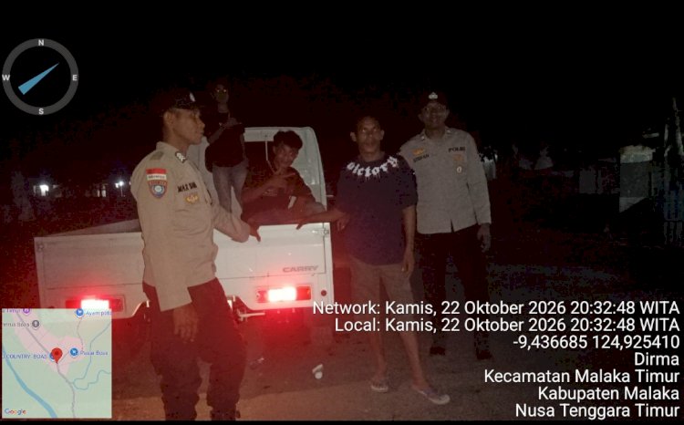 Cegah Gangguan Keamanan dan Kebakaran, Polsek Malaka Timur Rangkul Warga Lewat Patroli Malam