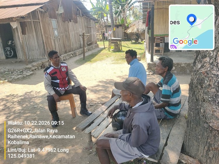 Polisi Kumpul Bersama Masyarakat, Polsek Kobalima Perkuat Imbauan Kamtibmas di Desa Rainawe dan Litamali